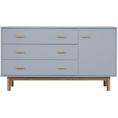 Sideboard Mason Schrank mit 3 Schubladen+1 Tür Scandi Design, Breite 144 cm in grau & eichenfarben