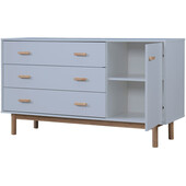 Sideboard Mason Schrank mit 3 Schubladen+1 Tür Scandi Design, Breite 144 cm in grau & eichenfarben