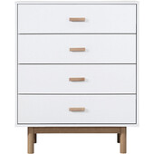 Kommode Mason, Schubladenkommode mit 4 Schubladen im skandinavischen Design in weiß/eichefarben
