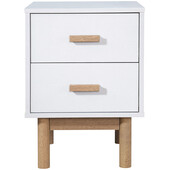 Nachtschrank Mason 2 Schubladen, weiß, Skandinavisches Design in weiß/ eichenfarben