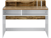 Schreibtisch Claire, Breite 120 cm, 7 offene Fächer in weiß/ eiche
