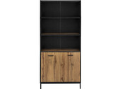 2-trg. Bücherschrank RAGNER in schwarz/natur, Höhe 180,5 cm