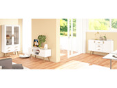 Sideboard PASCAL 3 Schubladen MDF in weiß & natur