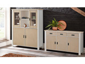 Highboard INSEL Breite 125cm aus Kiefer in weiß/hellbraun