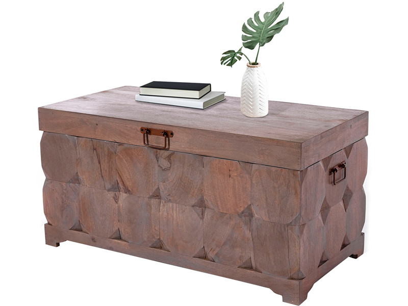 Truhen-Couchtisch PANKO aus Massivholz in braun - Loft24.de