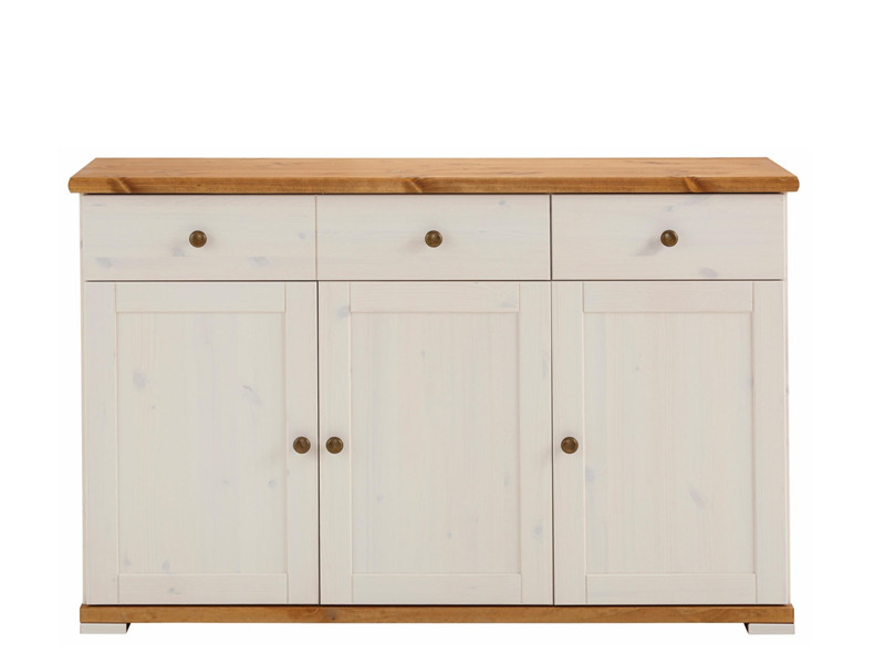 Sideboard idee mit 3 türen aus kiefer massiv in weià & honig ...