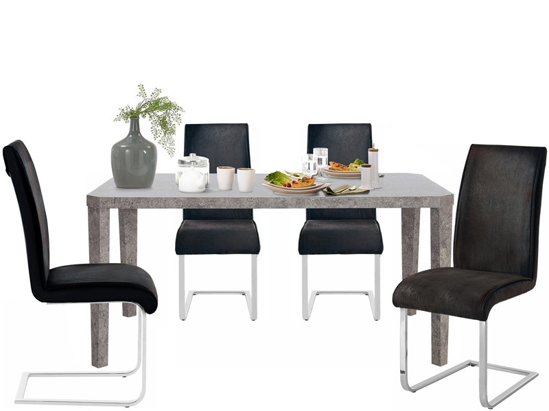 Essgruppe ALEX 160x90cm mit Stühle in anthrazit - Loft24.de