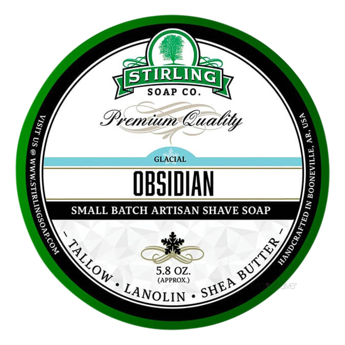 Stirling Soap Co. Barbersæbe, Glacial Obsidian, 170 ml.