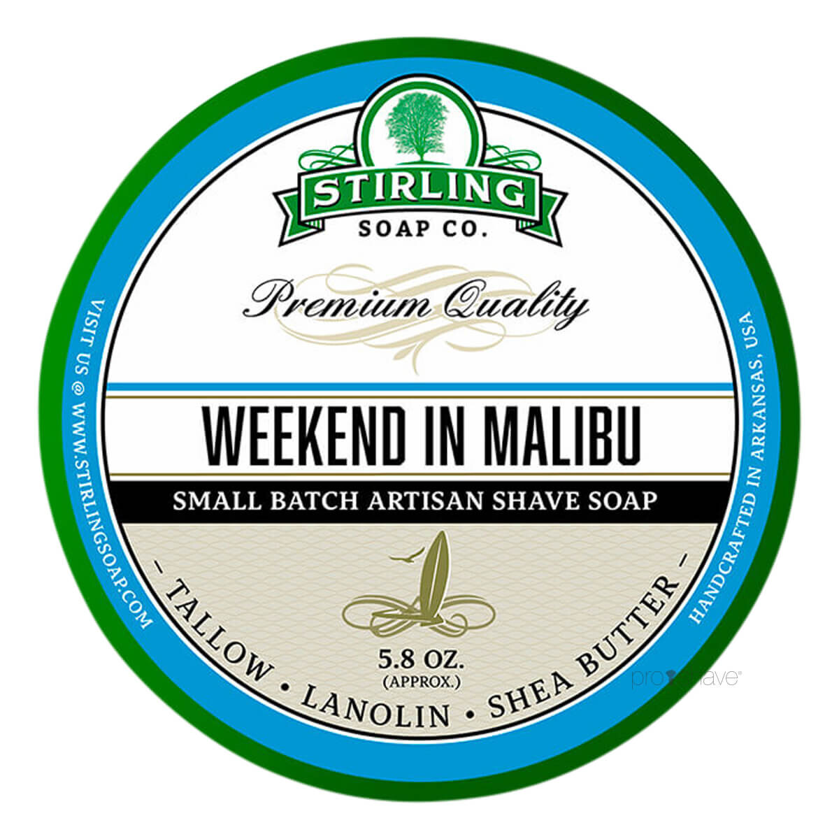 Stirling Soap Co. Barbersæbe, Weekend in Malibu, 170 ml.