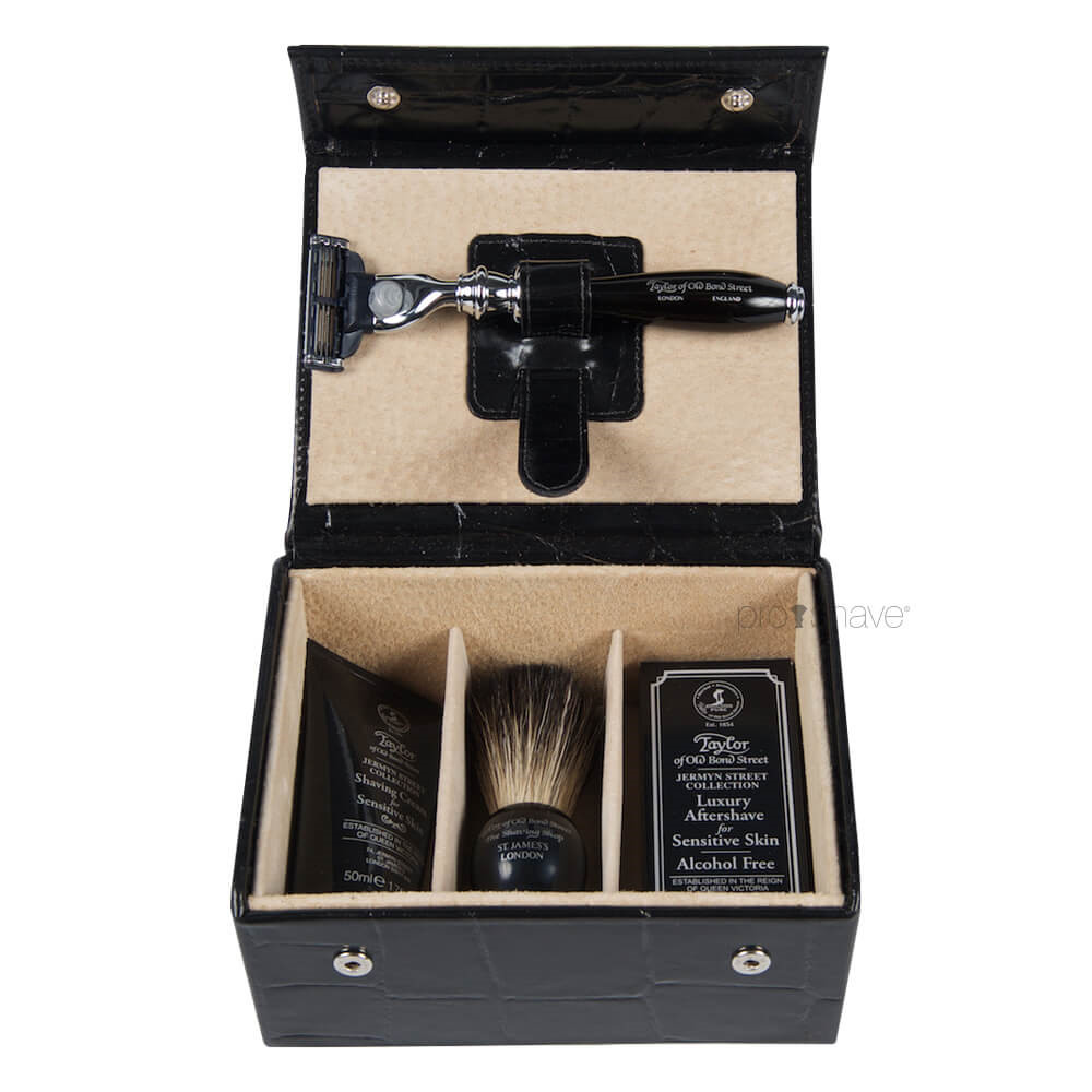 Billede af Taylor Of Old Bond Street Luksus Grooming kit, Jermyn Street, Sort læder