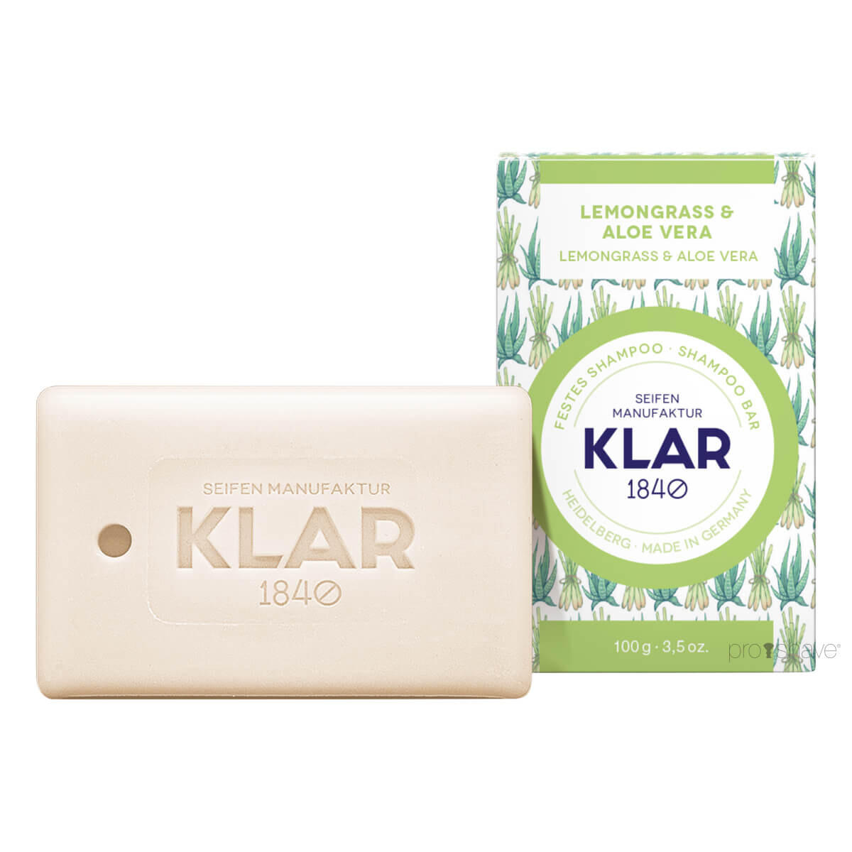 Klar Seifen Shampoo Bar, Citrongræs & Aloe Vera, 100 gr.