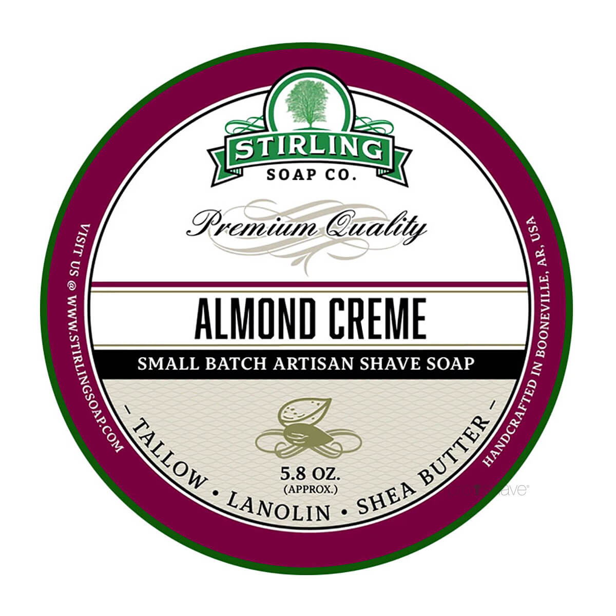 Stirling Soap Co. Barbersæbe, Almond Creme, 170 ml.