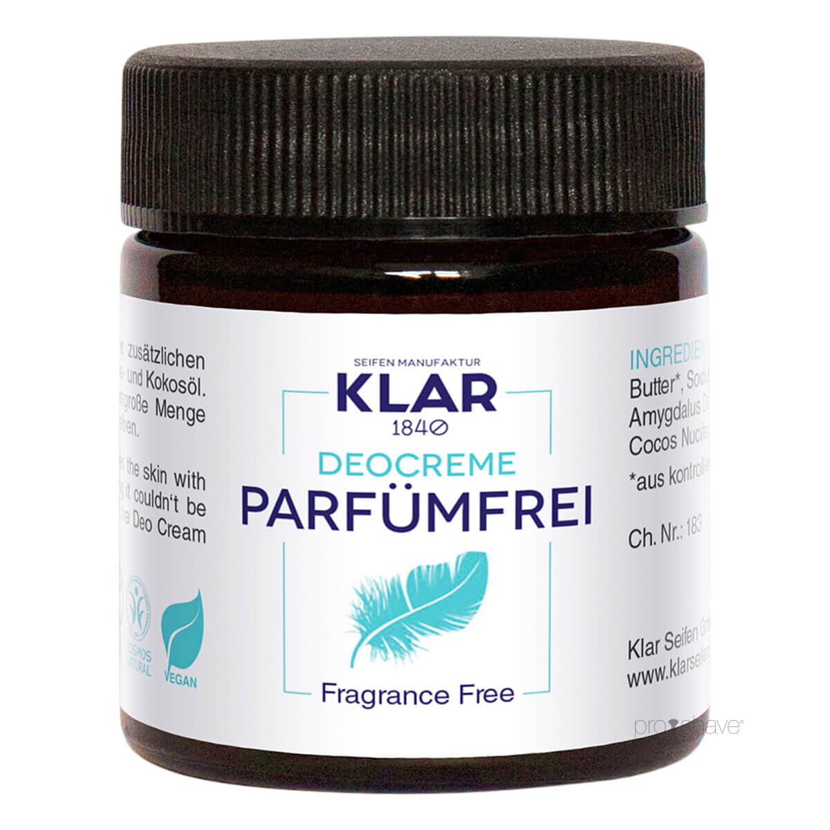 Se Klar Seifen Deodorant Creme, Parfumefri, 30 ml. hos Proshave