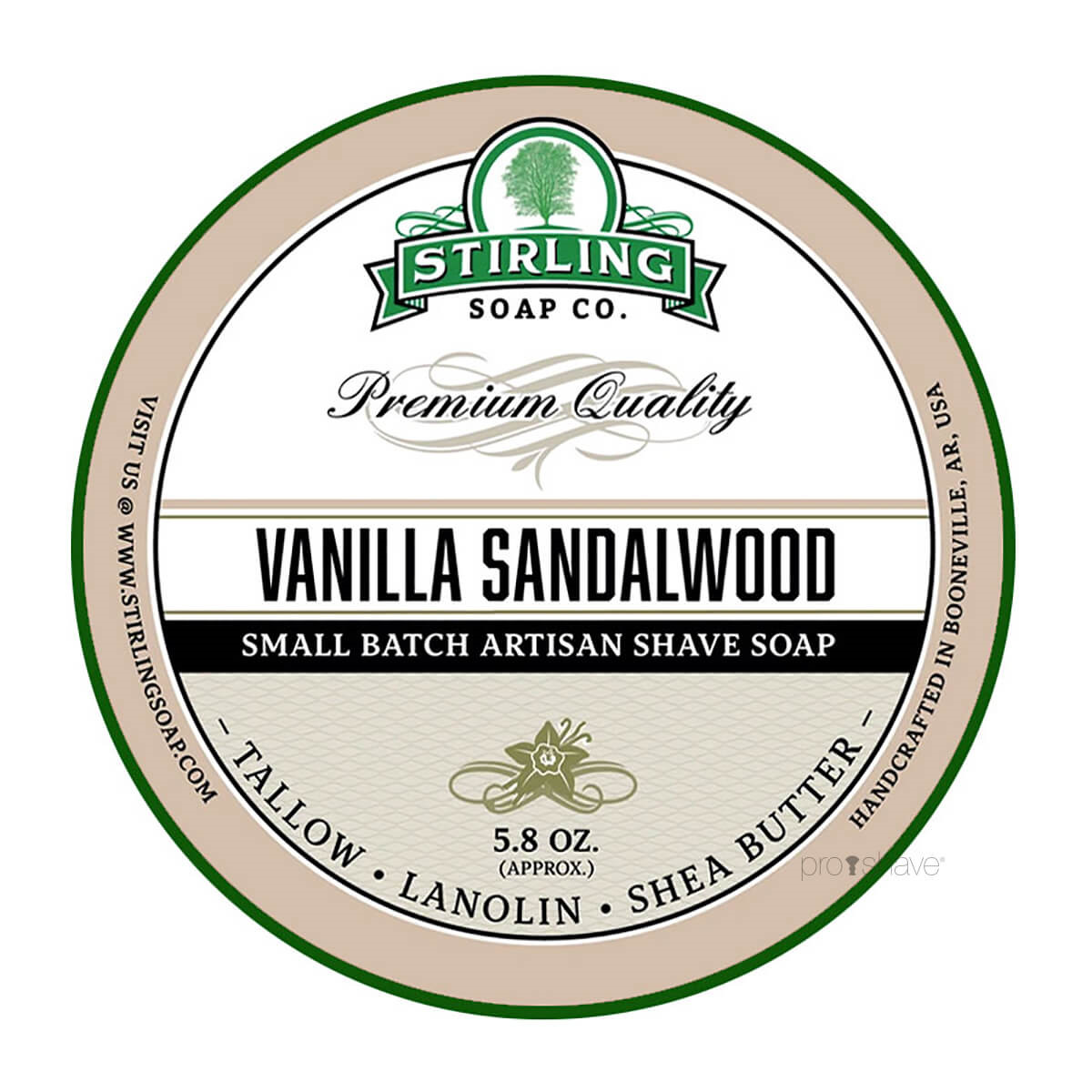 Stirling Soap Co. Barbersæbe, Vanilla Sandalwood, 170 ml.