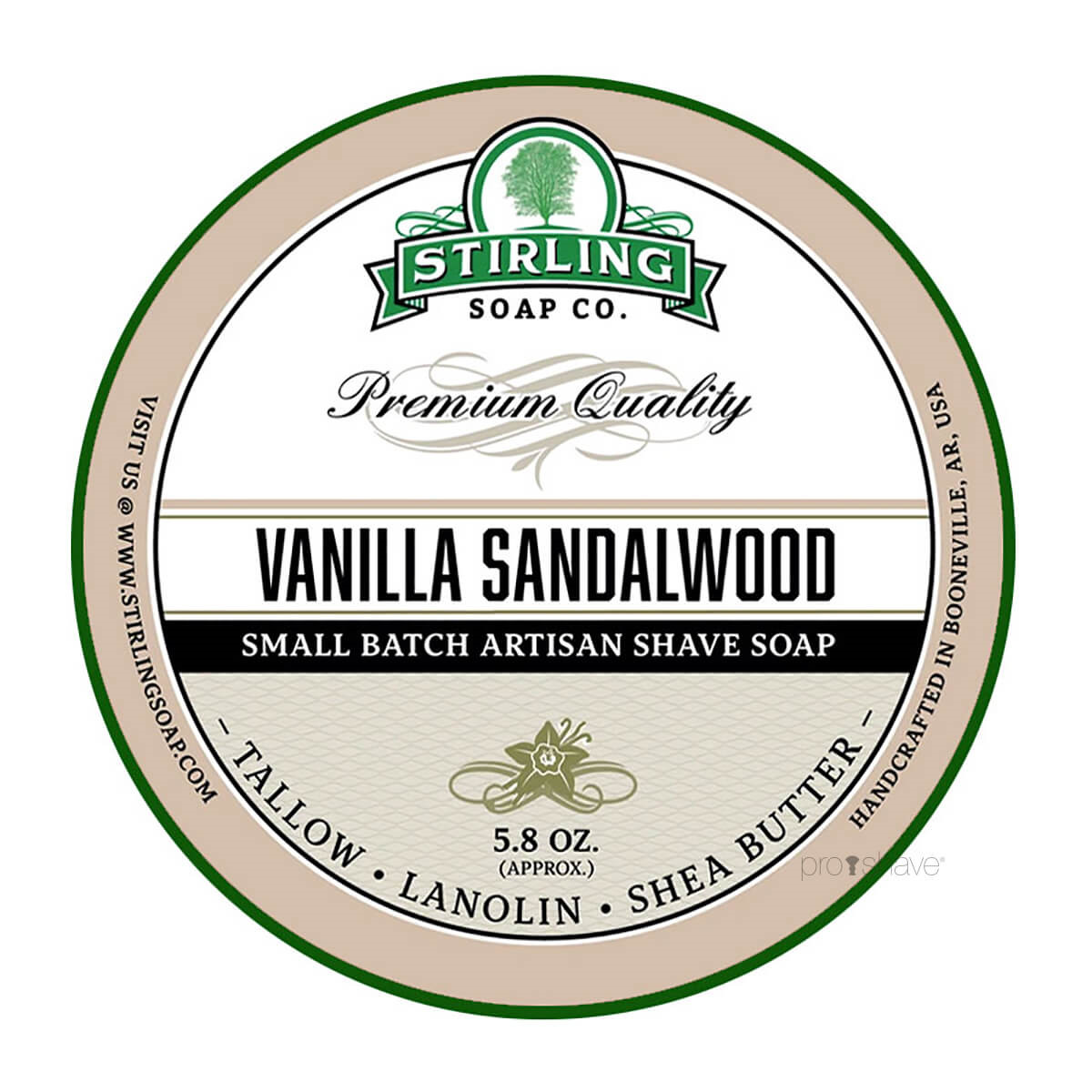 Se Stirling Soap Co. Barbersæbe, Vanilla Sandalwood, 170 ml. hos Proshave