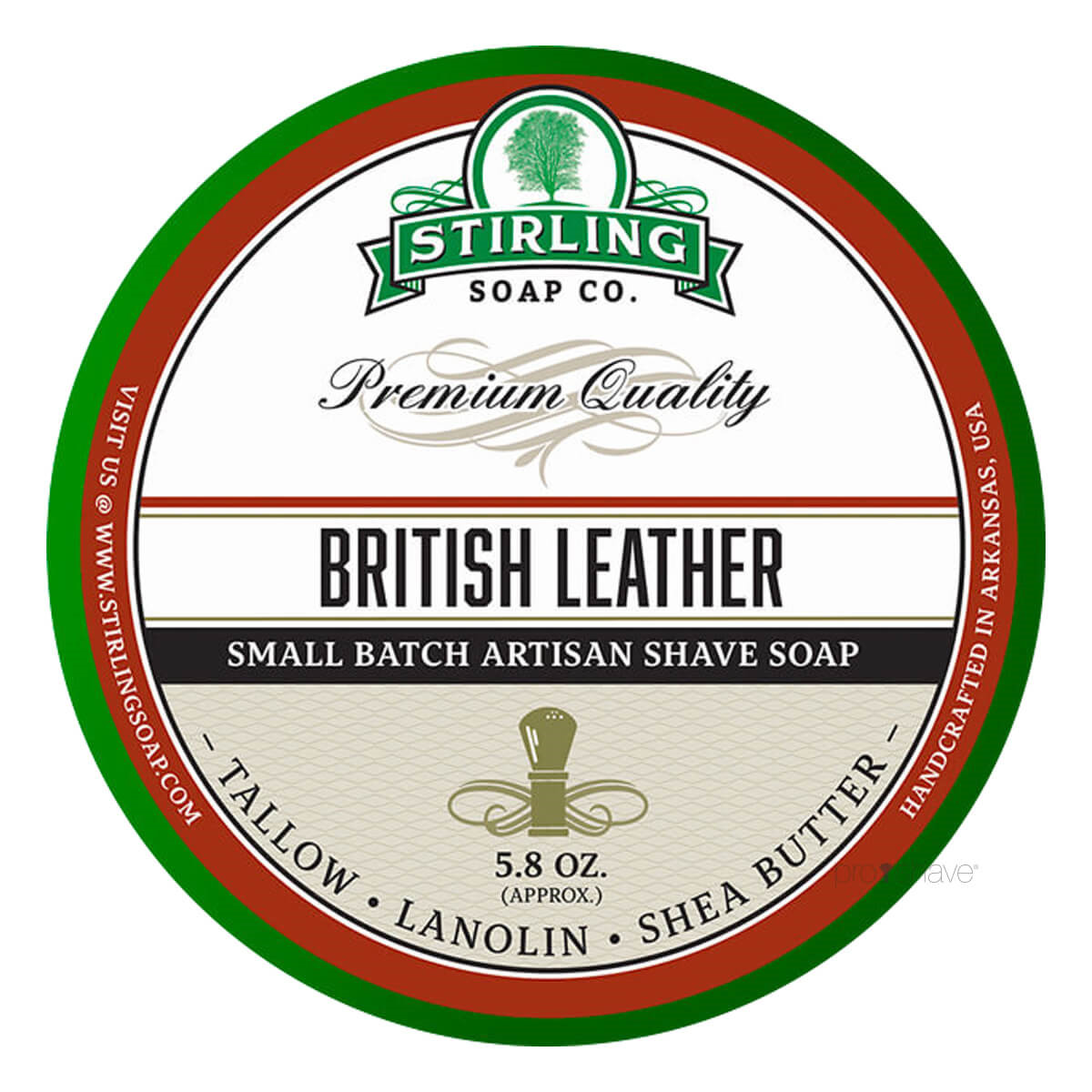 Stirling Soap Co. Barbersæbe, British Leather, 170 ml.