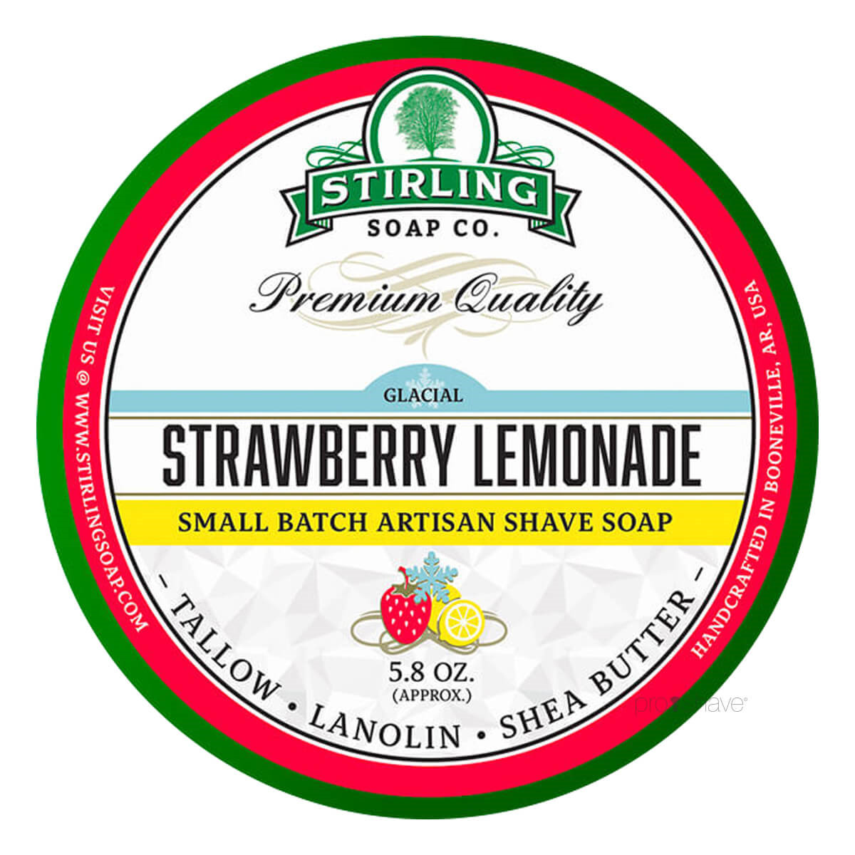 Billede af Stirling Soap Co. Barbersæbe, Glacial - Strawberry Lemonade, 170 ml.