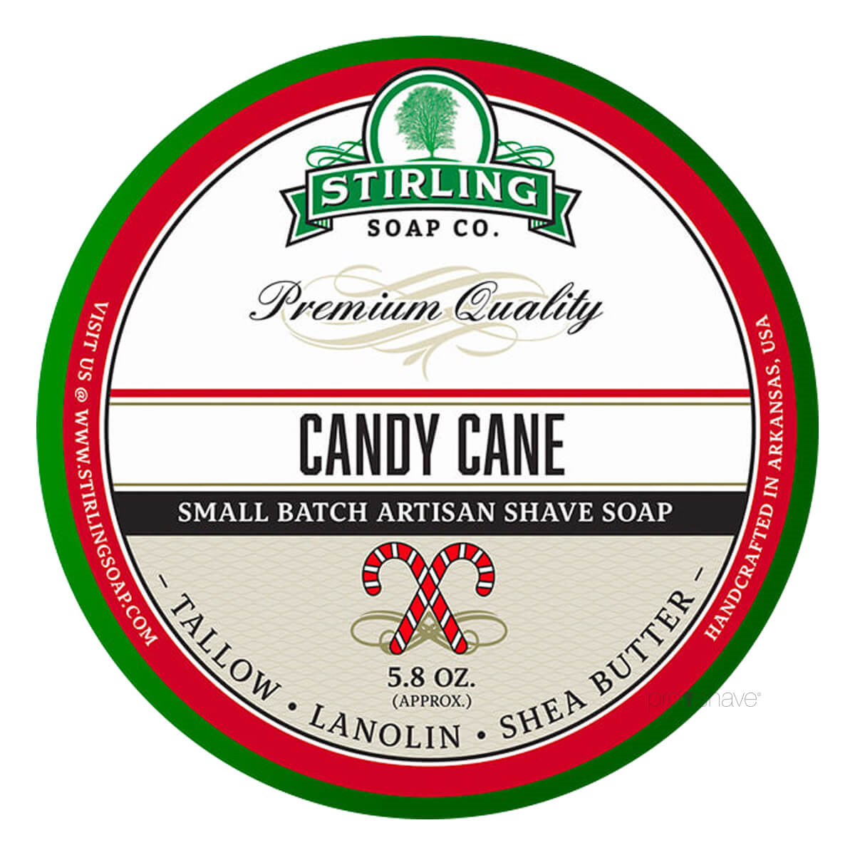 Stirling Soap Co. Barbersæbe, Candy Cane, 170 ml.