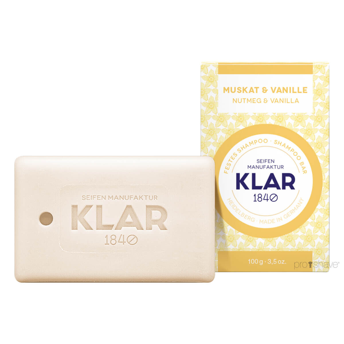 Klar Seifen Shampoo Bar, Muskatnød & Vanilje, 100 gr.