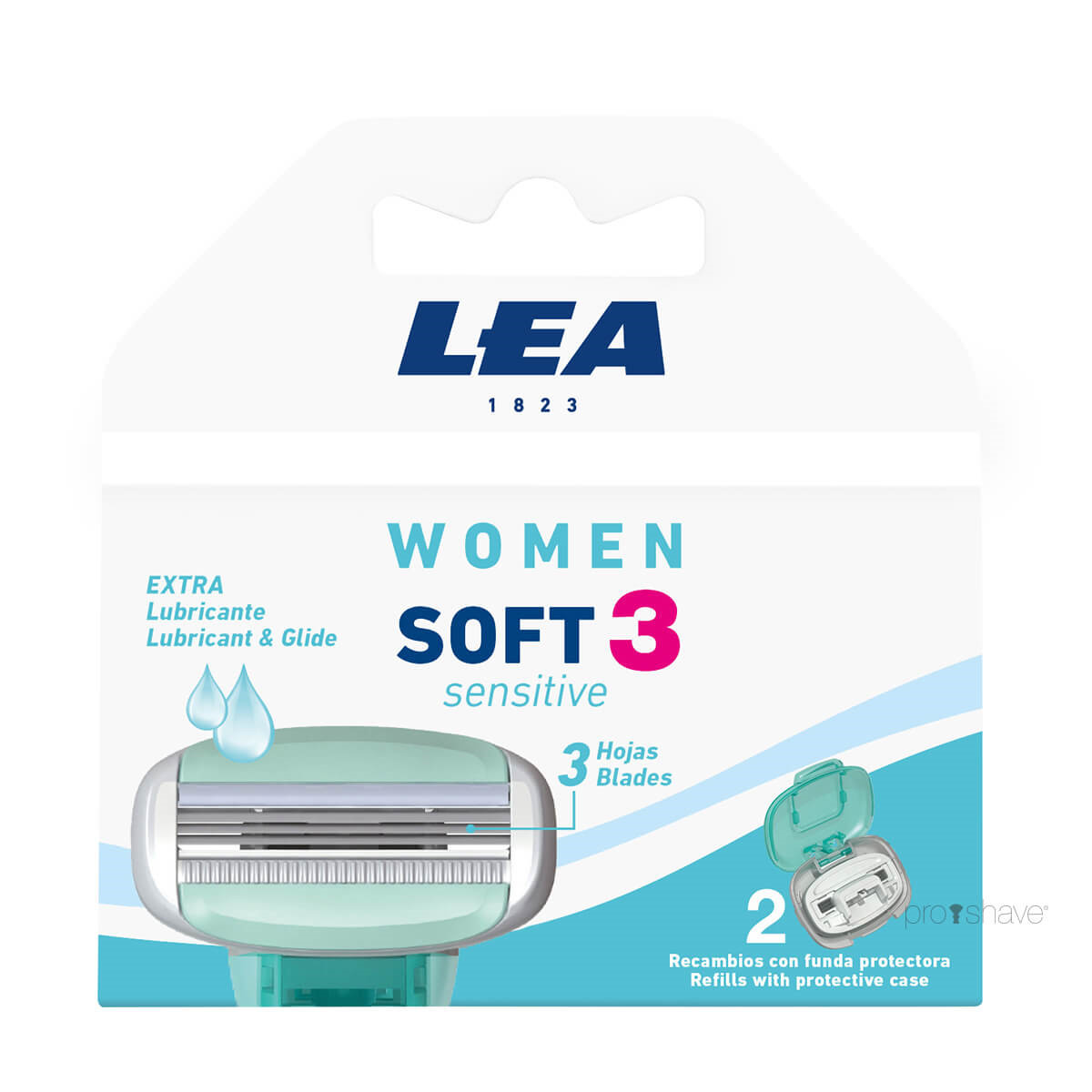 LEA Soft 3 Sensitive, Pakke med  2 ekstra barberblade (3 klinger), Women