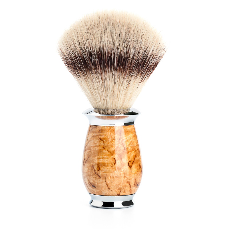 Mühle Silvertip Fibre® Barberkost, 21 mm, Purist, Karelian burl birk