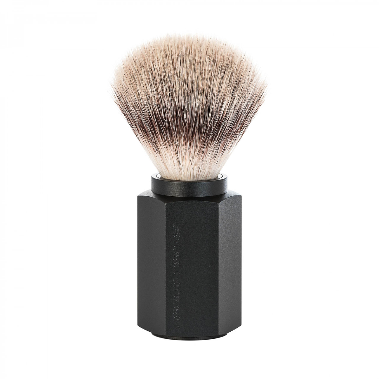 Se Mühle x Mark Braun Hexagon Silvertip Fiber ® Barberkost, Aluminium Graphite (21 mm) hos Proshave