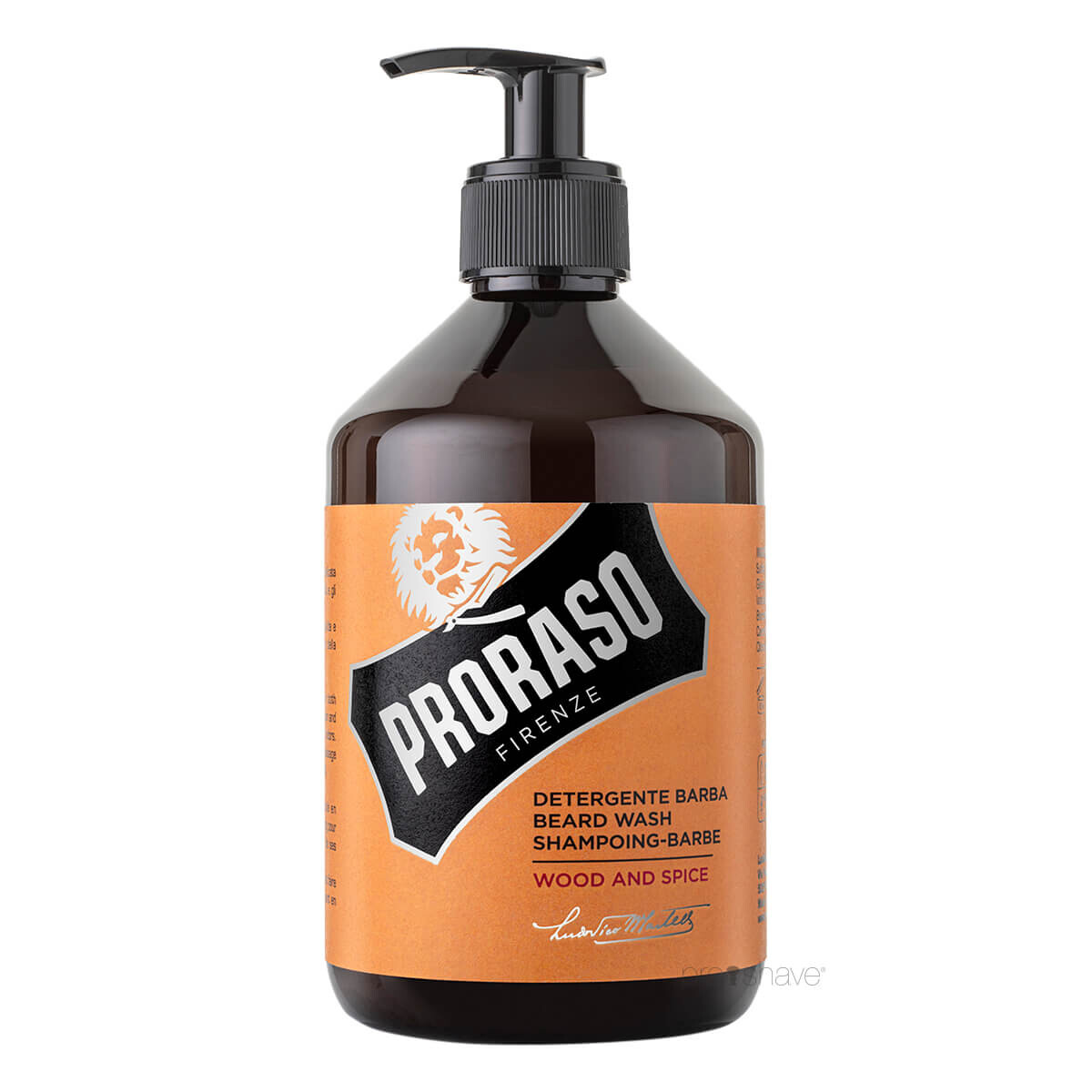 12: Proraso Skægshampoo, Wood & Spice, 500 ml. (Salon)