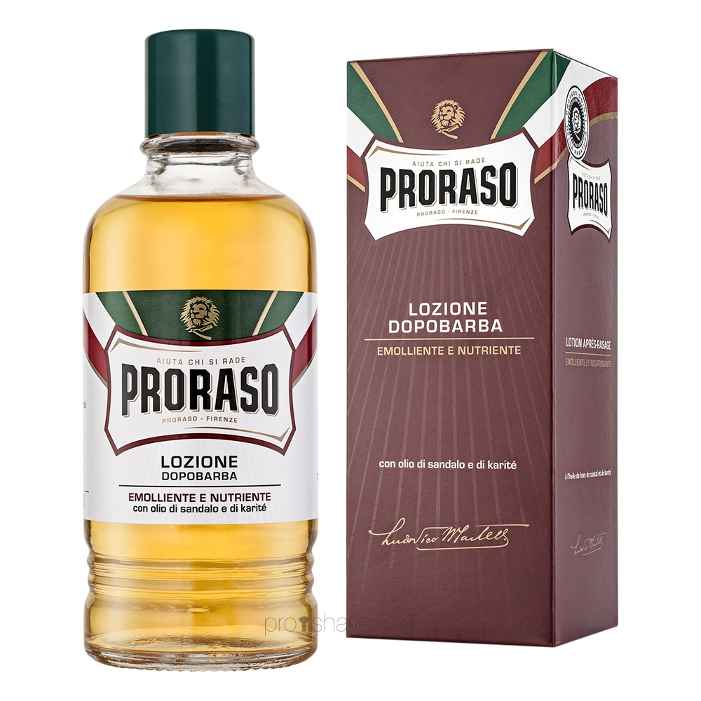 12: Proraso Aftershave Splash - Nourishing, Sandeltræsolie og Sheasmør, 400 ml. (Salon)