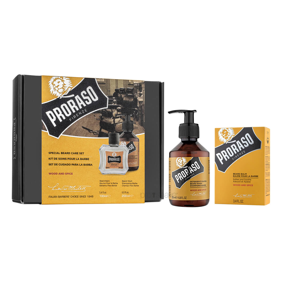 6: Proraso Gaveæske, Duo Pack, Skægshampoo & Skægbalm, Wood & Spice