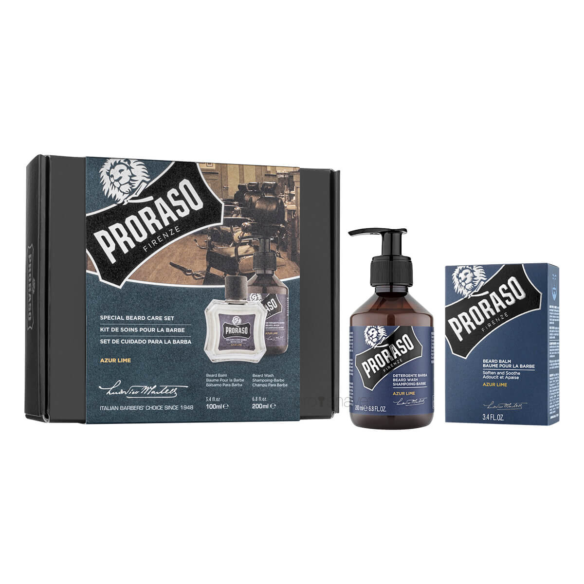 Billede af Proraso Gaveæske, Duo Pack, Skægshampoo & Skægbalm, Azur Lime