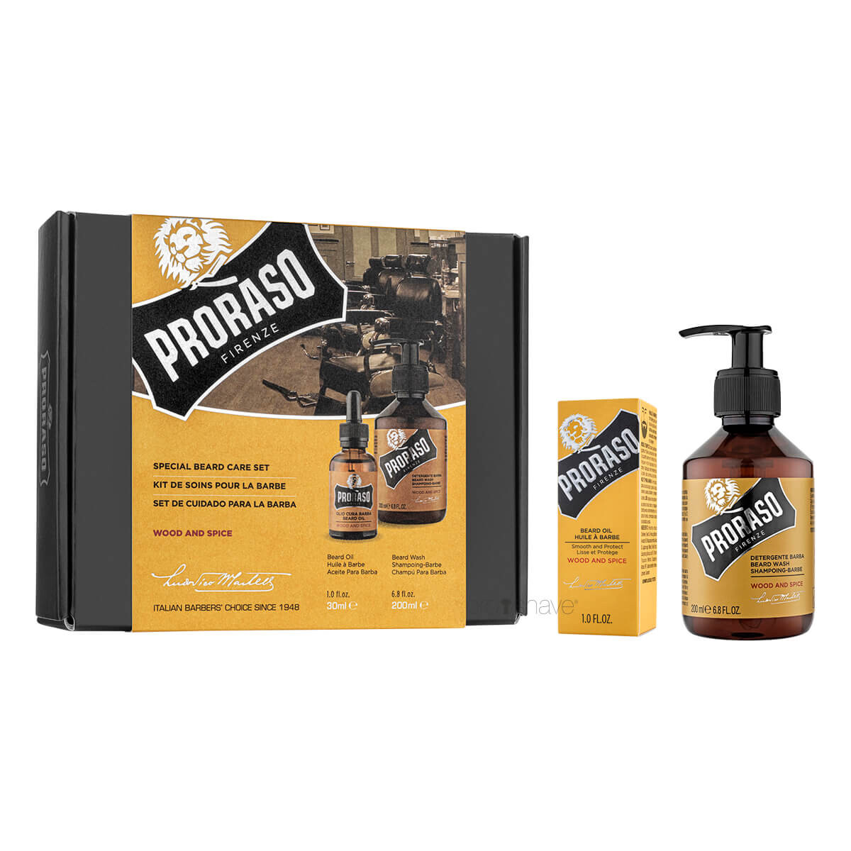 Billede af Proraso Gaveæske, Duo Pack, Skægshampoo & Skægolie, Wood & Spice