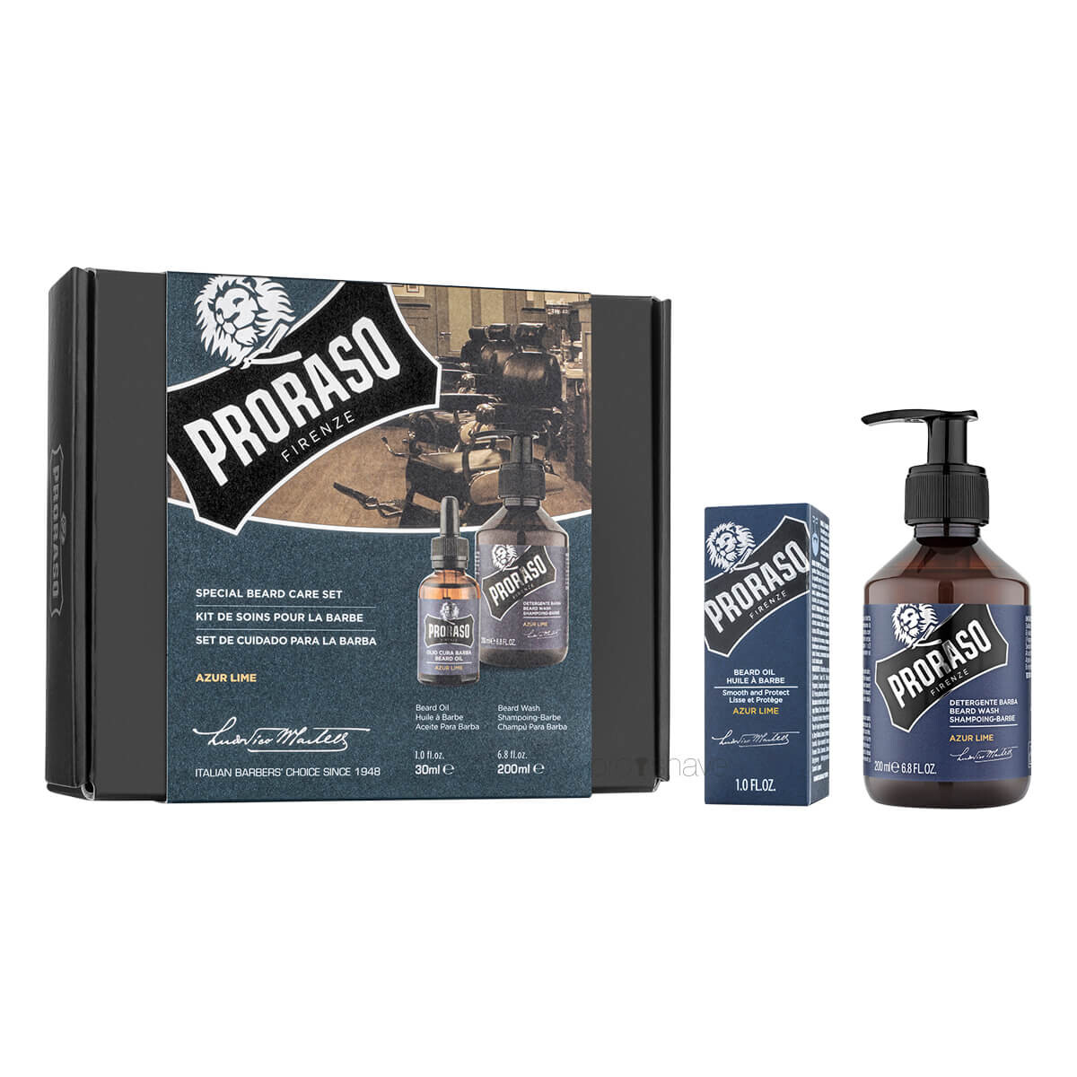 Billede af Proraso Gaveæske, Duo Pack, Skægshampoo & Skægolie, Azur Lime