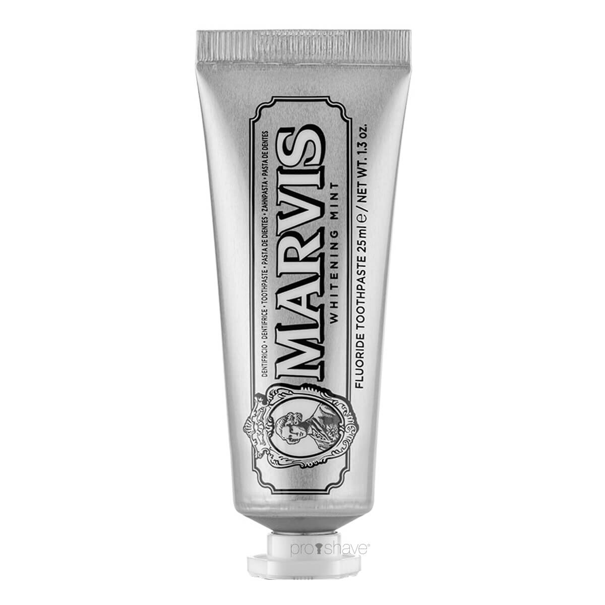 6: Marvis Whitening Mint Tandpasta, Rejsestørrelse, 25 ml.