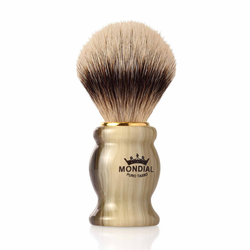 Mondial Silvertip Badger Barberkost, Tudor, 22 mm, Imit. horn