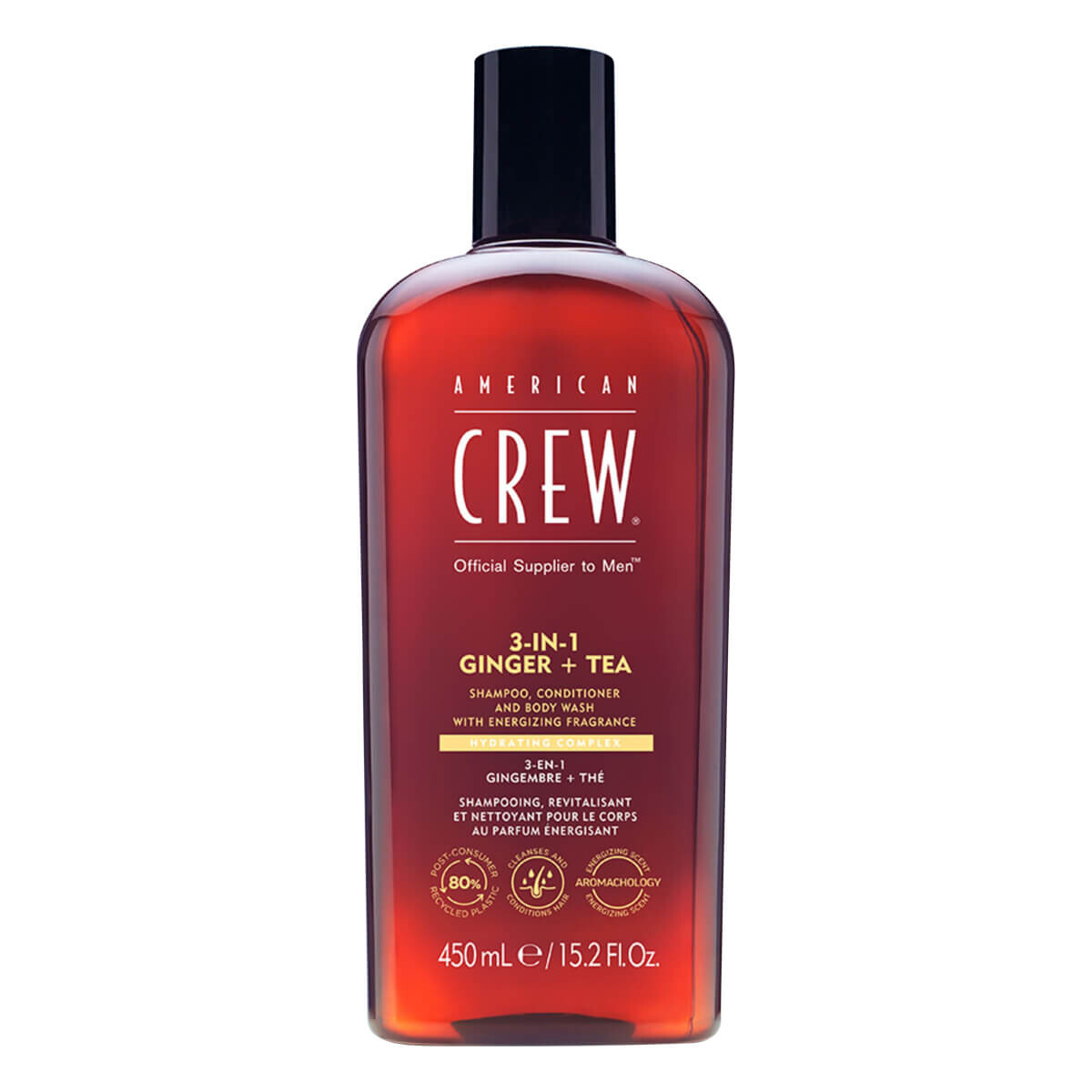 American Crew 3-in-1 Ginger + Tea Hair og Body Shampoo, 450 ml.