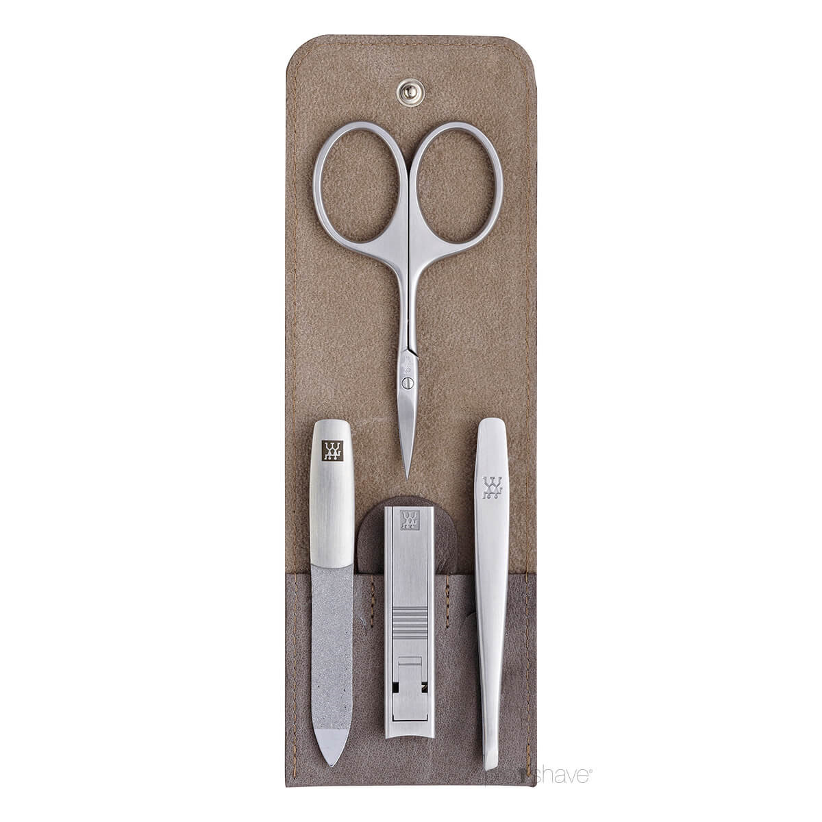 Zwilling Manicuresæt 4 Dele Klik Luk Etui Gråbrun Læder