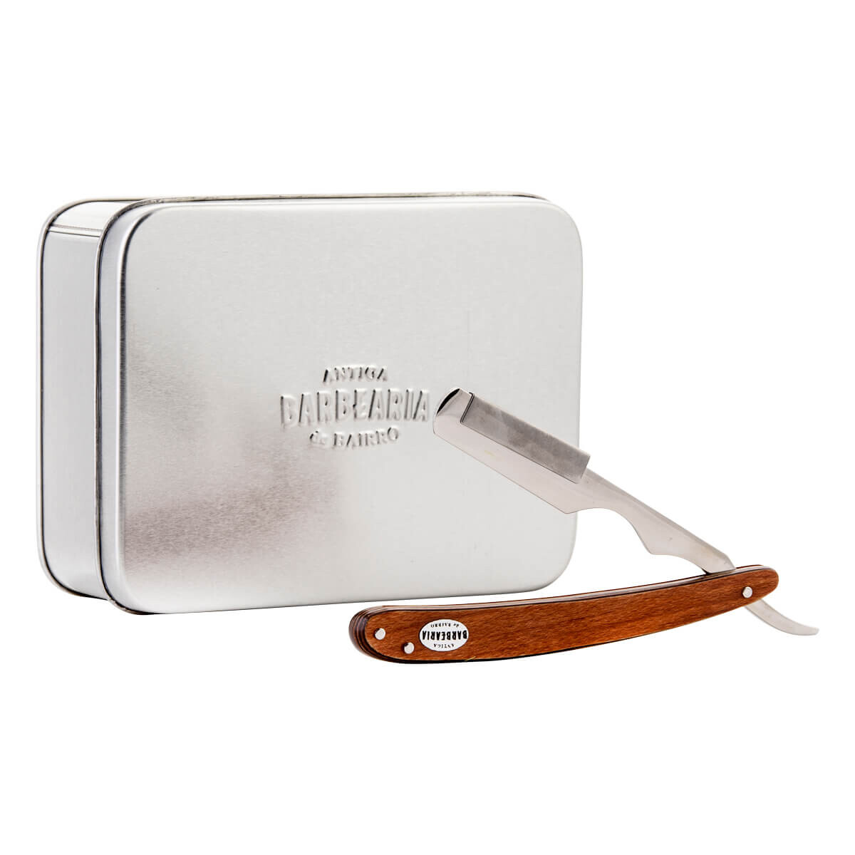 Antiga Barbearia de Bairro Straight Razor med udskiftelige blade, Træ