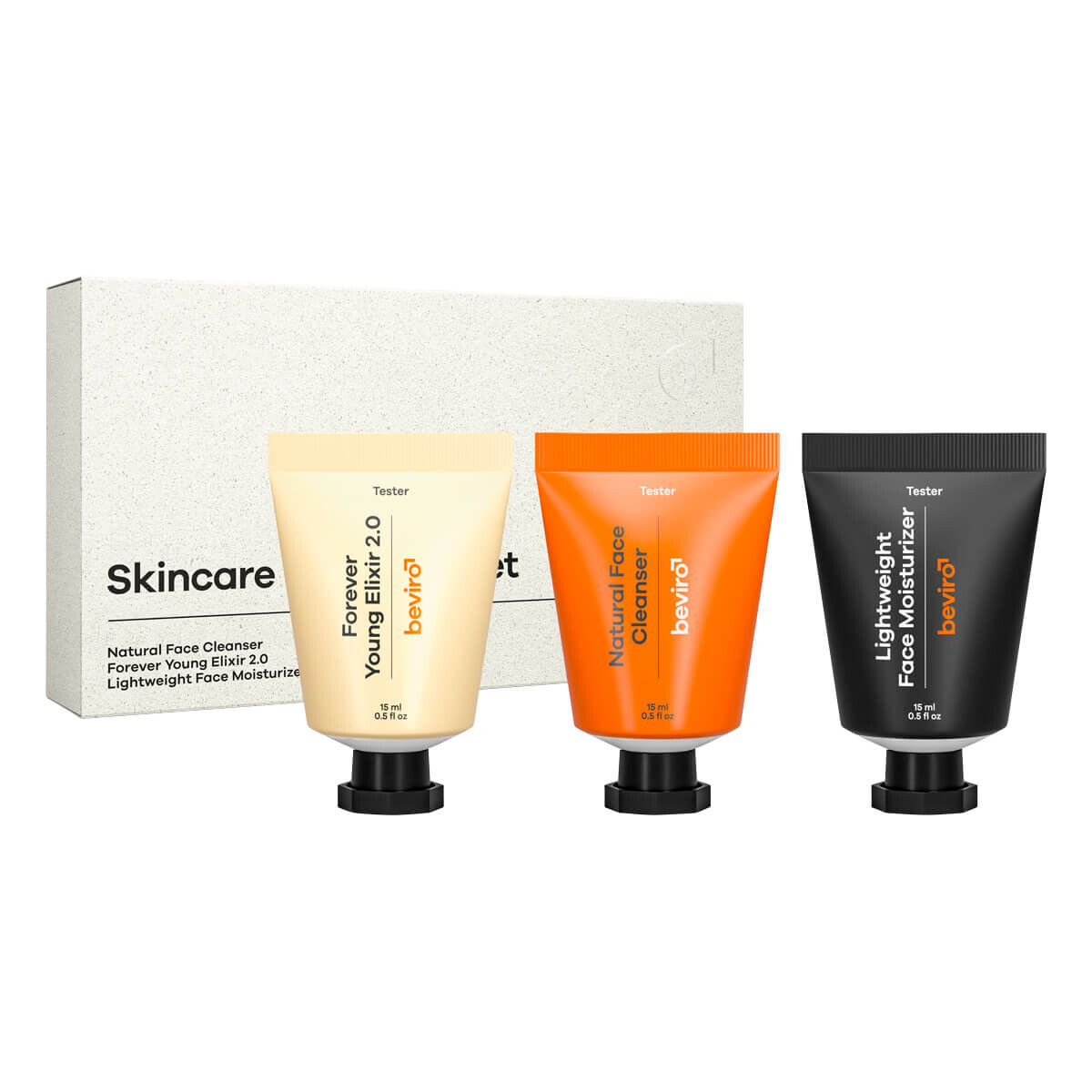Beviro Skincare Discovery Set, 3 x 15 ml.