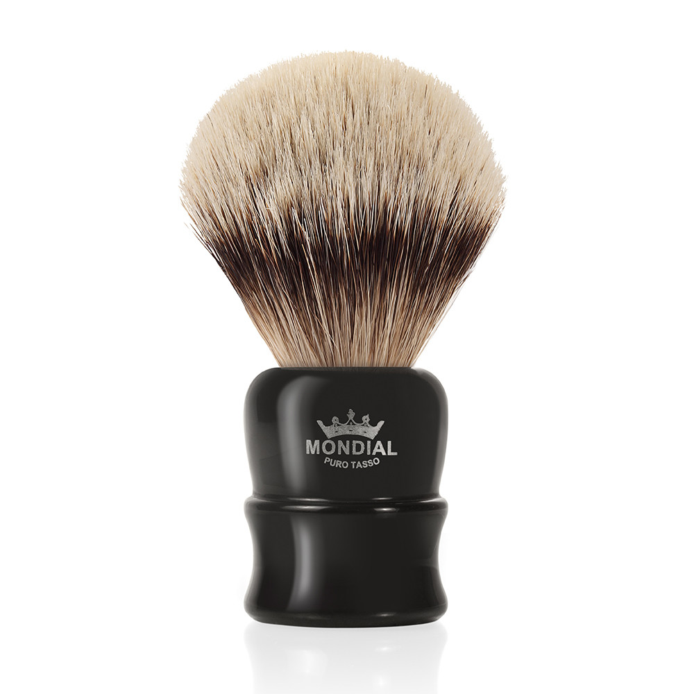 Billede af Mondial Silvertip Badger Barberkost, Crosby, Sort kunstharpiks