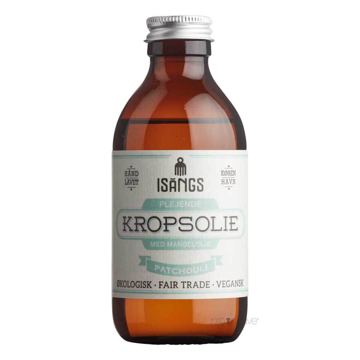 9: Isangs Plejende Kropsolie, Patchouli, 200 ml.