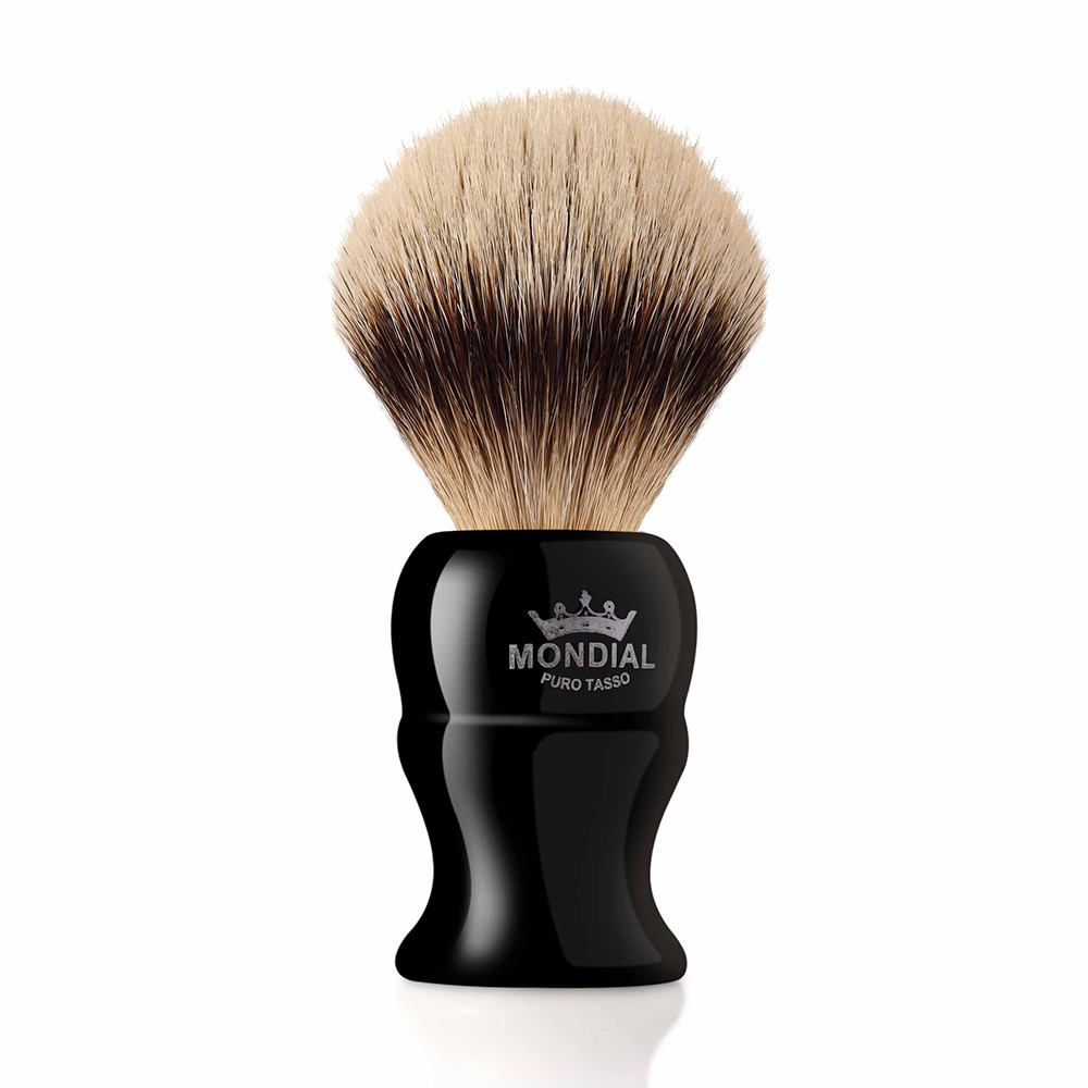 Se Mondial Silvertip Badger Barberkost, Kinsley, 22 mm, Sort kunstharpiks hos Proshave