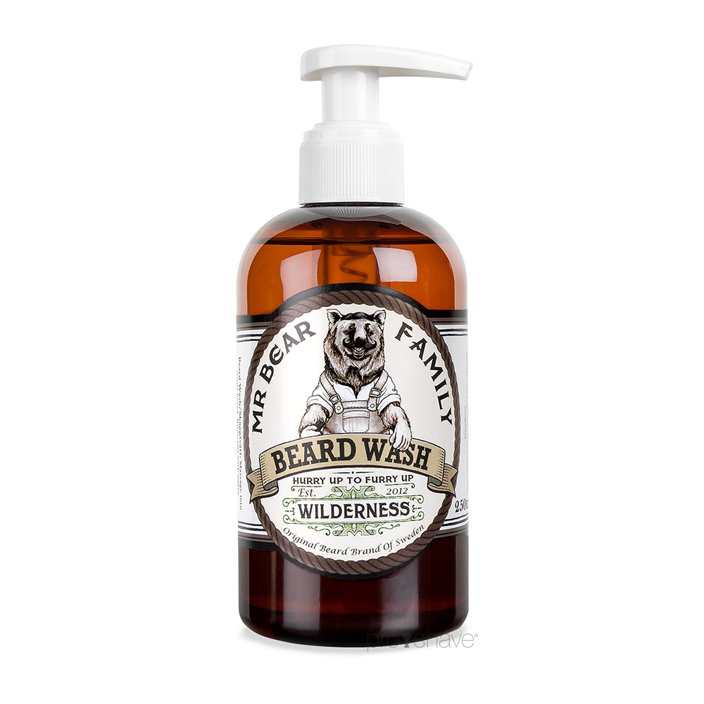 Se Mr. Bear Skægshampoo, Beard Wash, Wilderness, 250 ml. hos Proshave