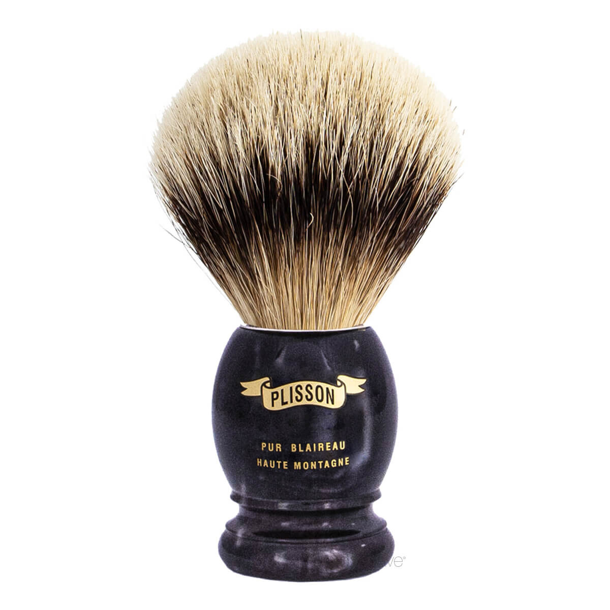 Se Plisson Barberkost, High Mountain White Badger & Genuine Black Horn, Original, Str. 12 hos Proshave