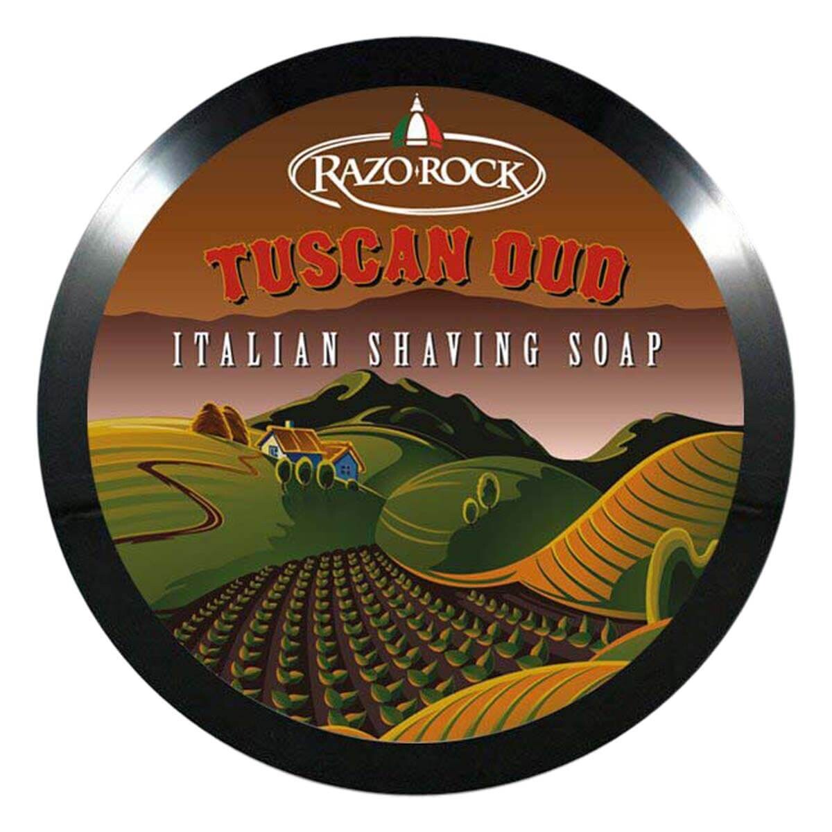 Denne barbersæbe er baseret på RazoRocks nye formel med lanolin. Der er her tale om en super lækker og blød barbersæbe, der er håndlavet i Italien. 

Tuscan Oud dufter af en blanding mellem tobak og træ. Duften er inspireret af Tom Ford Tobacco Oud, men