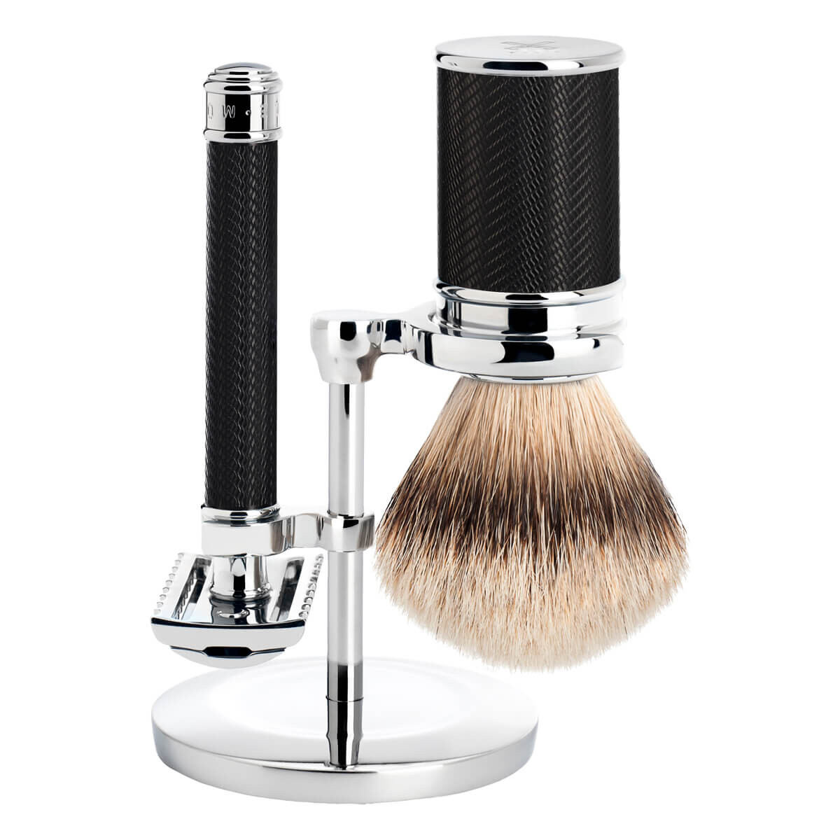 Mühle Barbersæt Med De Skraber åben Kam Barberkost Og Holder Traditional Black