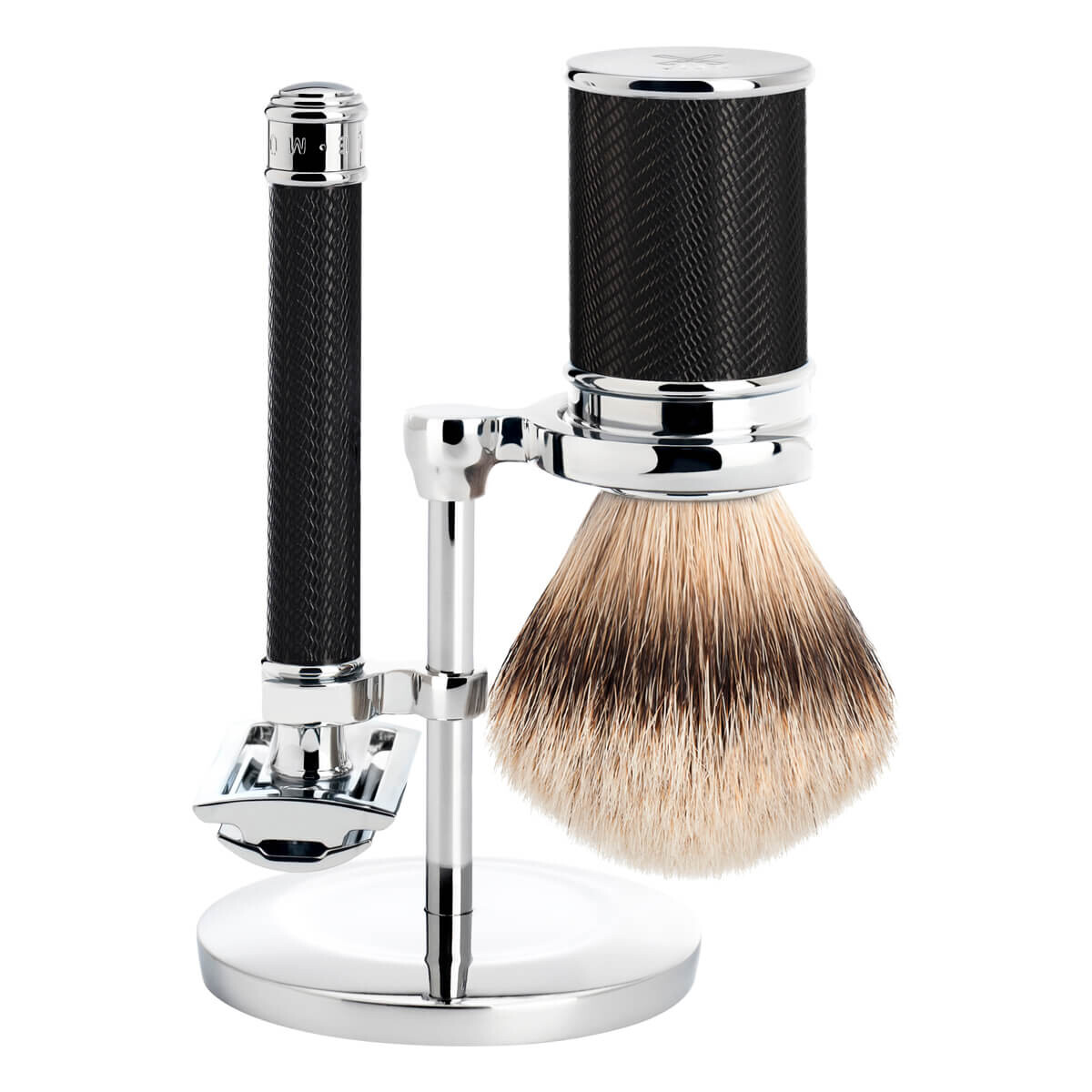Mühle Barbersæt Med De Skraber Barberkost Og Holder Traditional Black