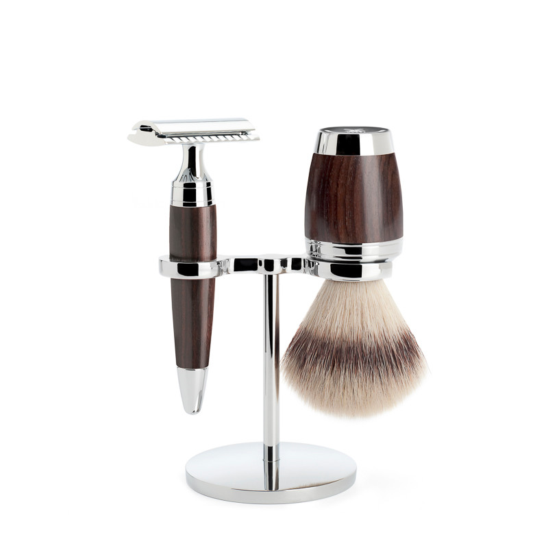 Mühle Barbersæt med DE-skraber, Barberkost og Holder, Stylo, African Blackwood