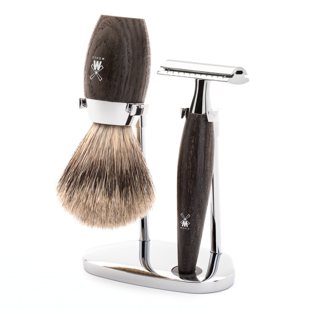 Billede af Mühle Barbersæt med DE-skraber, Barberkost og Holder, Kosmo, Moseeg