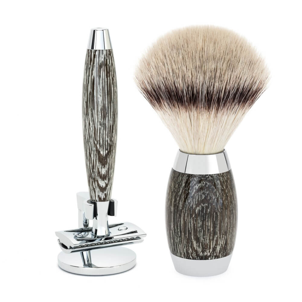 Mühle Edition No. 3, Barbersæt med DE-skraber, Silvertip FibreÂ® Barberkost og Holder til skraber, Moseeg & Sterling Sølv