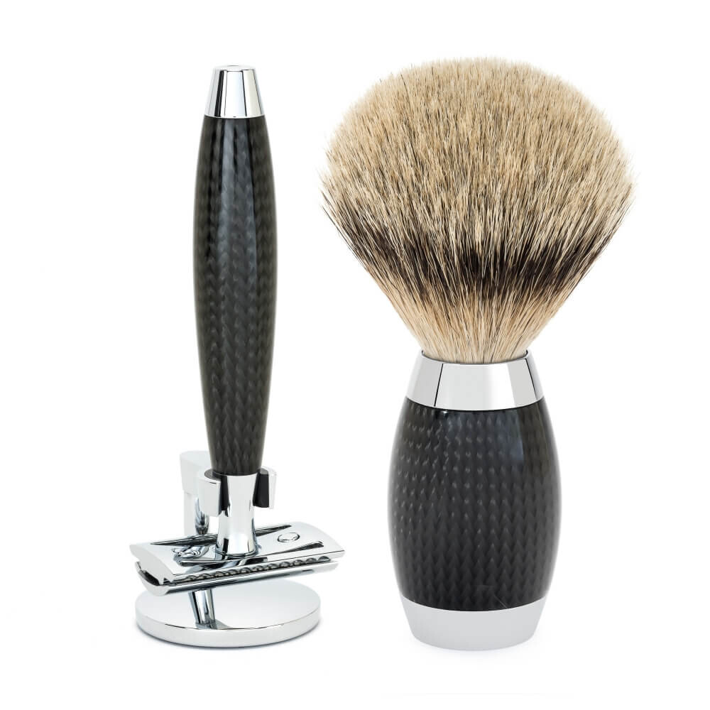 Billede af Mühle Edition No. 1, Barbersæt med DE-skraber, Silvertip Badger Barberkost og Holder til skraber, Carbon